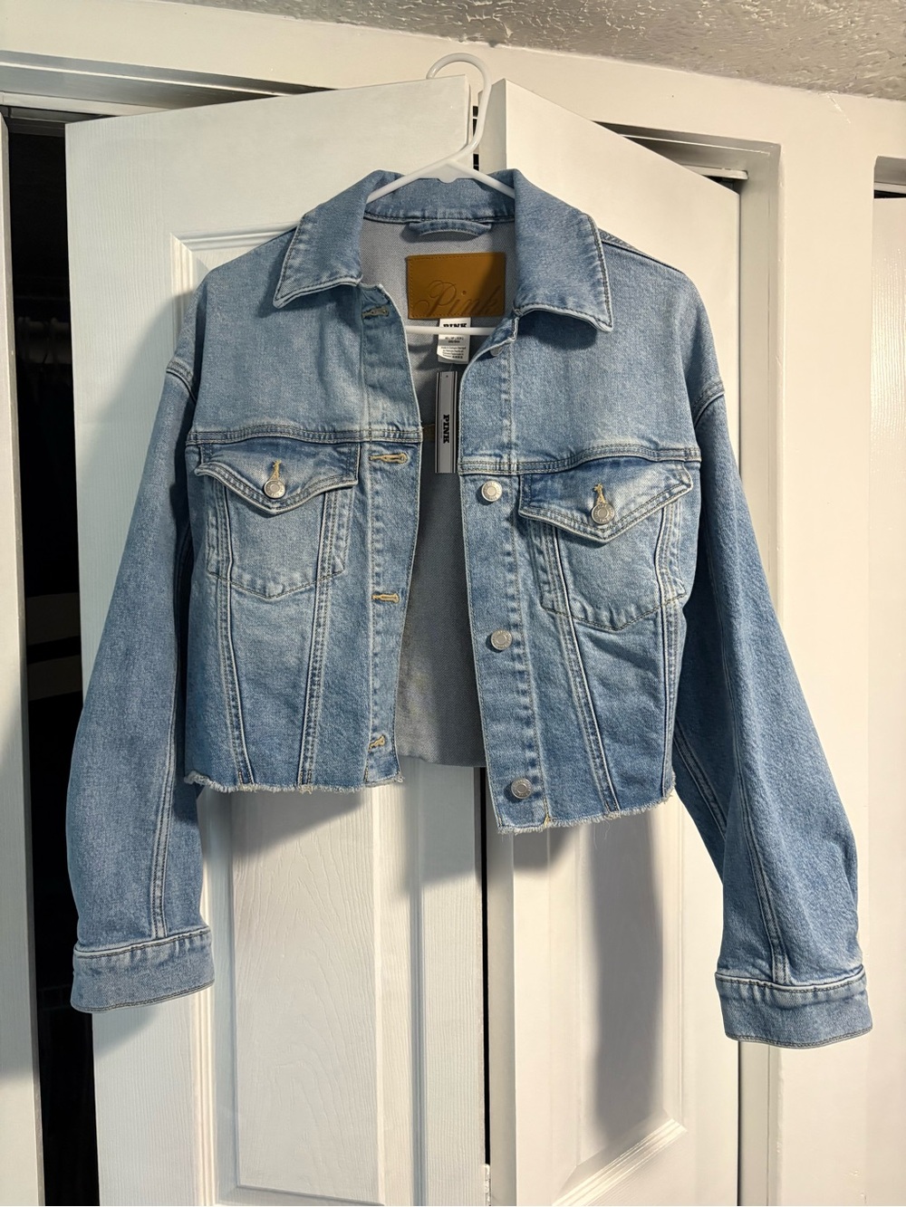 NWT Victoria’s Secret PINK Cut-Off Trucker Denim Jean Jacket
